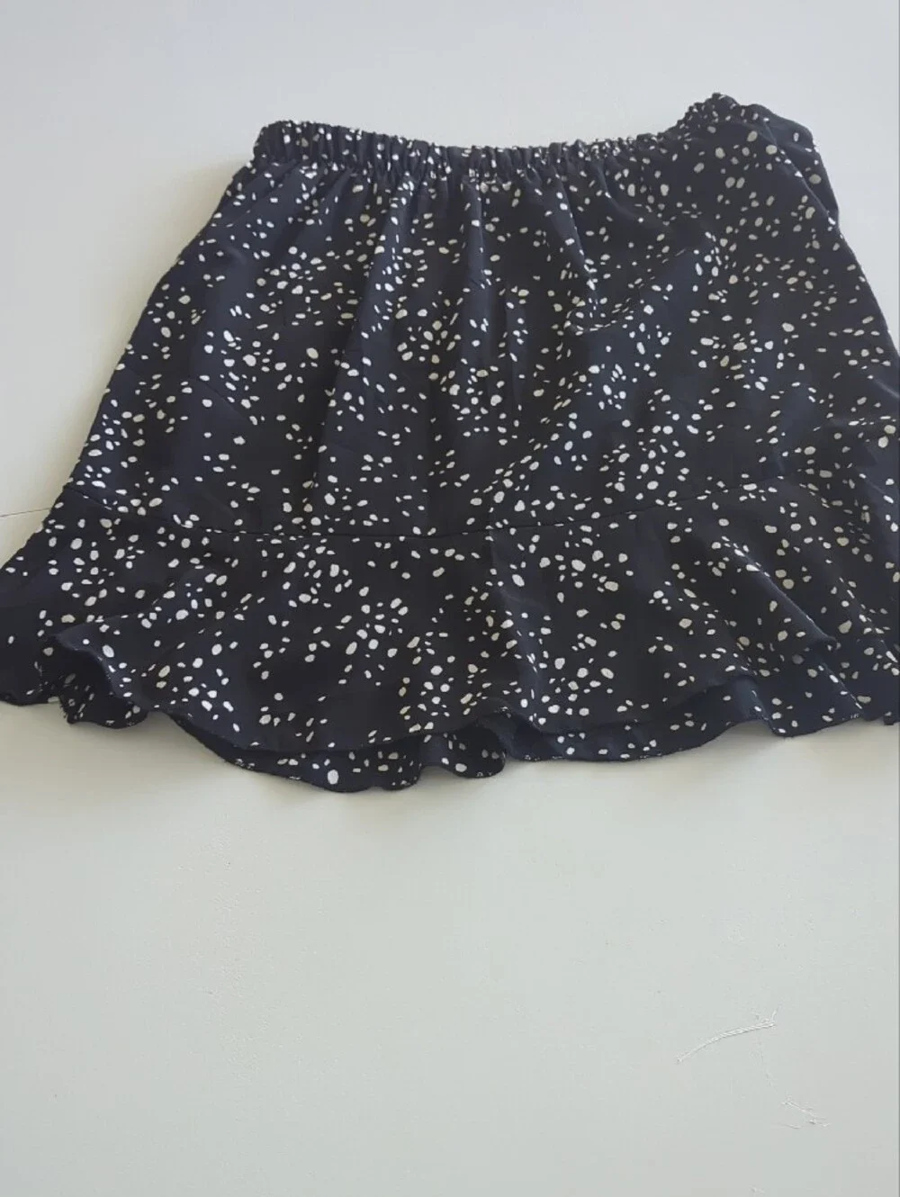 Originality Black & White Polka Dot Ruffled Skater Skirt Med